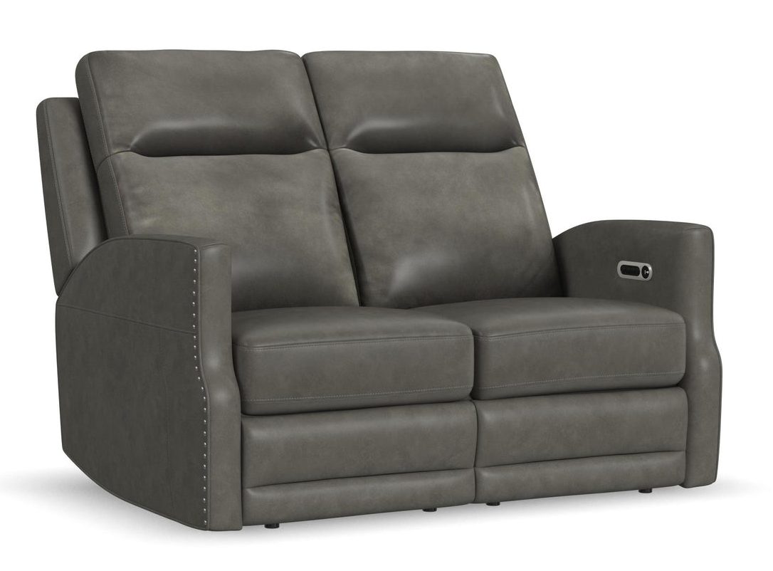 Flexsteel Furniture 1585-60PH-72702 Maxwell Cinder Leather Power Reclining Loveseat with Power Headrests and Lumbar Flexsteel Furniture 1585-60PH-72702 Maxwell Cinder Leather Power Reclining Loveseat with Power Headrests and Lumbar