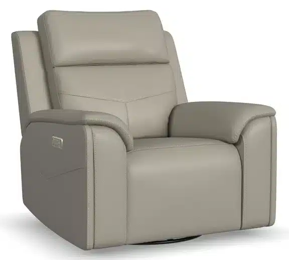 Flexsteel Furniture 1592-53P5-38601 Vernon Dove Grey Fabric Power Swivel Gliding Recliner with Power Headrest, Lumbar, Heat and Massage