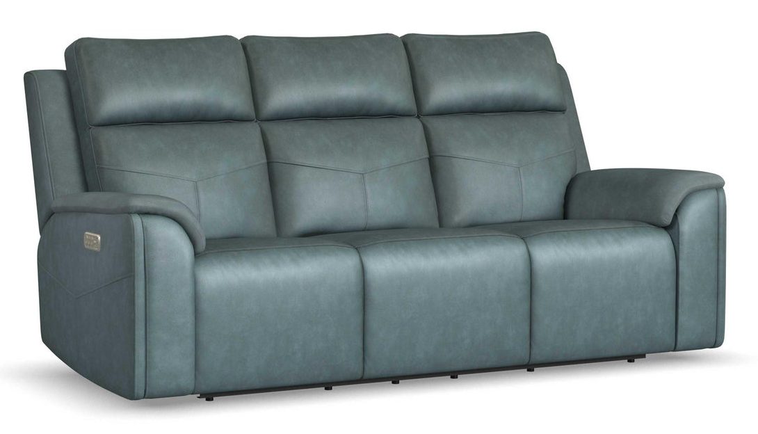 Flexsteel Furniture 1592-63P5-38640 Vernon Admiral Fabric Power Reclining Sofa with Power Headrests, Lumbar, Heat and Massage