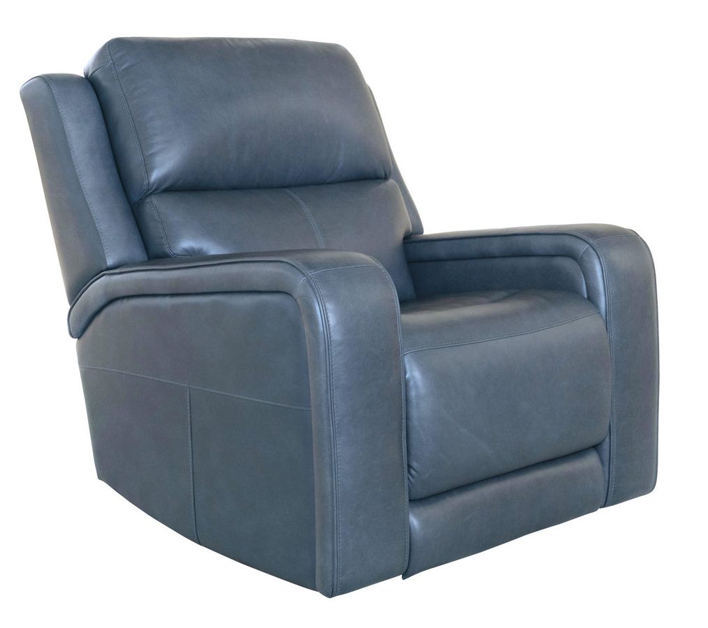 Flexsteel Furniture 1750-50P5-73440 Oasis Storm Leather Power Recliner with Power Headrest, Lumbar, Heat and Massage