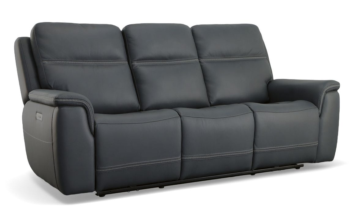 Flexsteel Furniture 1845-62PH-00942 Sawyer Marine Leather Power Reclining Sofa with Power Headrests and Lumbar