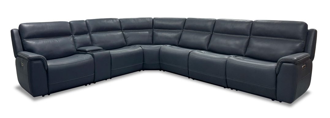 Flexsteel Furniture 1845-SECTPH Sawyer Leather Power Reclining Sectional with Power Headrests and Lumbar