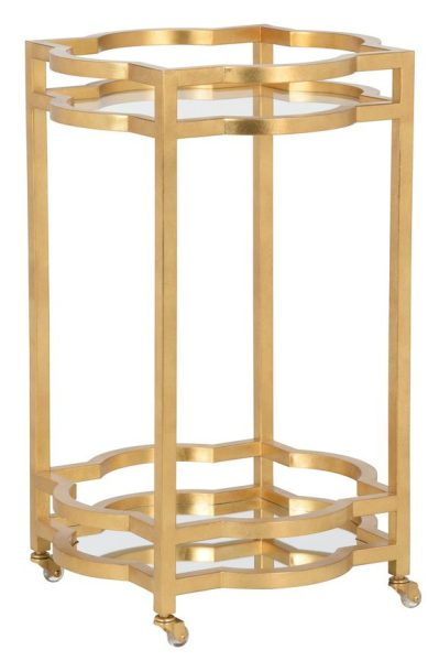 Chelsea House 370155 Quatrefoil Bar Cart Gold
