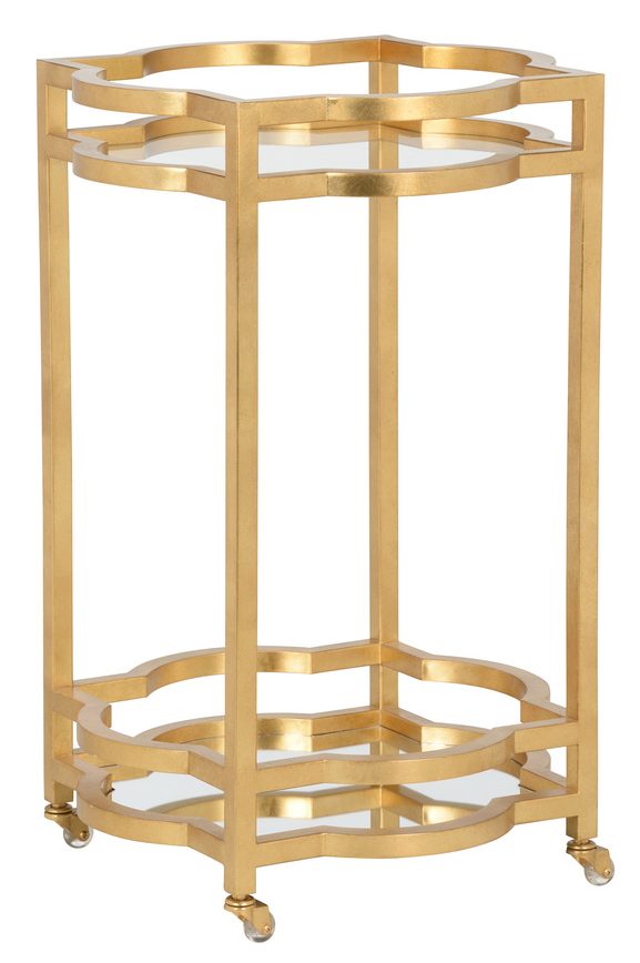 Chelsea House 370155 Quatrefoil Bar Cart Gold