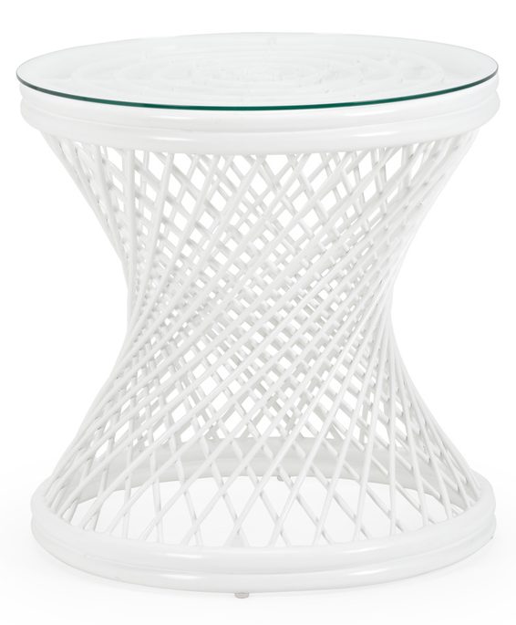 Chelsea House 384589 Rattan Side Table White
