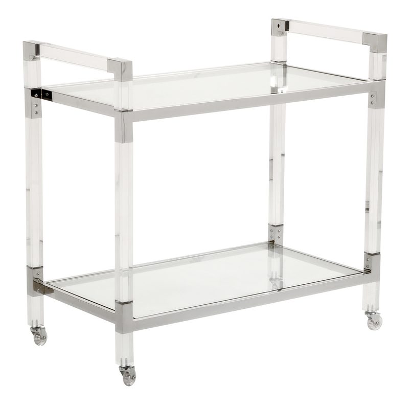 Chelsea House 384791 Acrylic Bar Cart Nickel