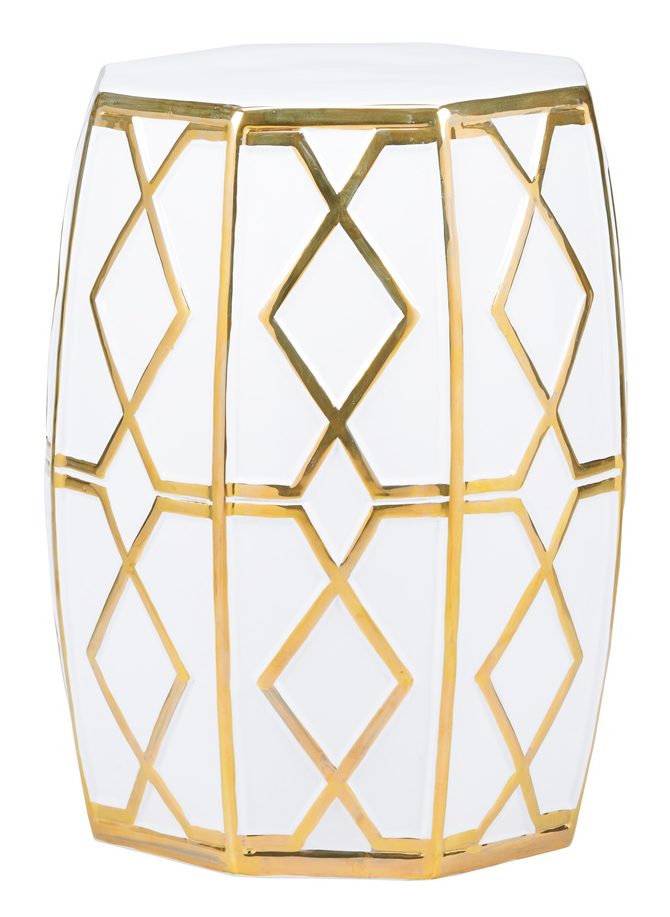 Chelsea House 385334 Andreu Garden Stool White/Gold