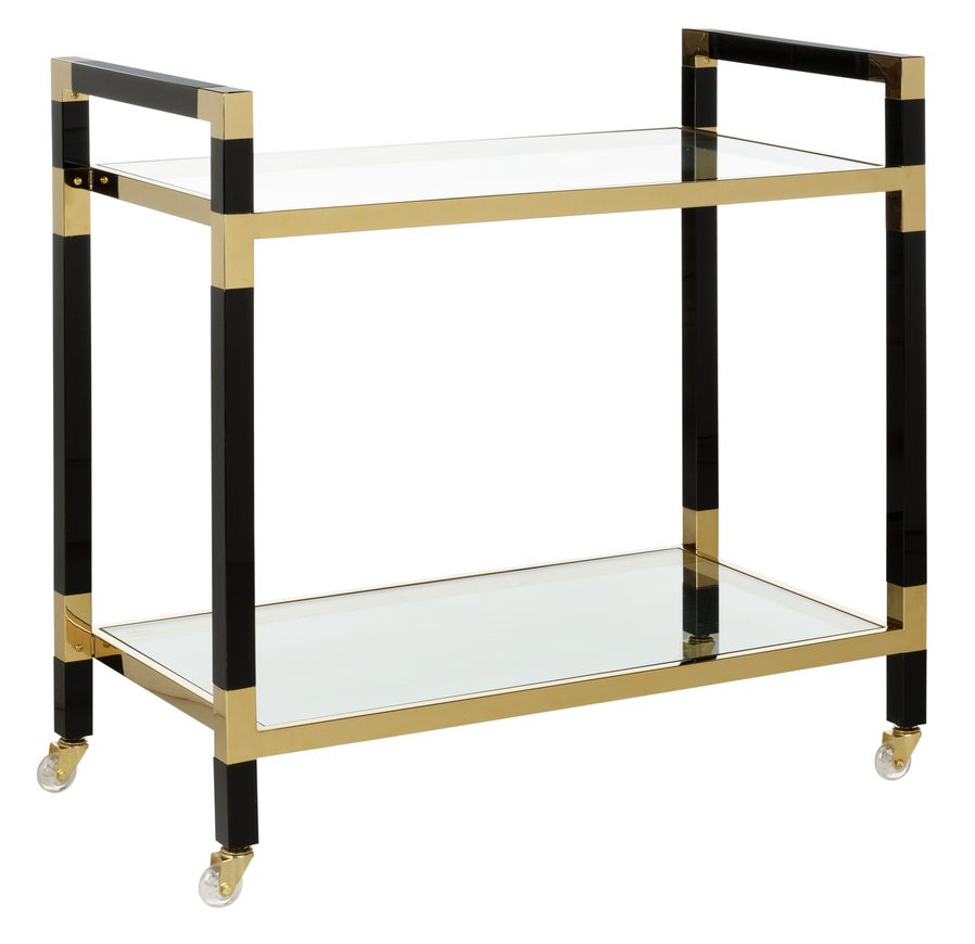 Chelsea House 385705 Acrylic Bar Cart Black/Brass
