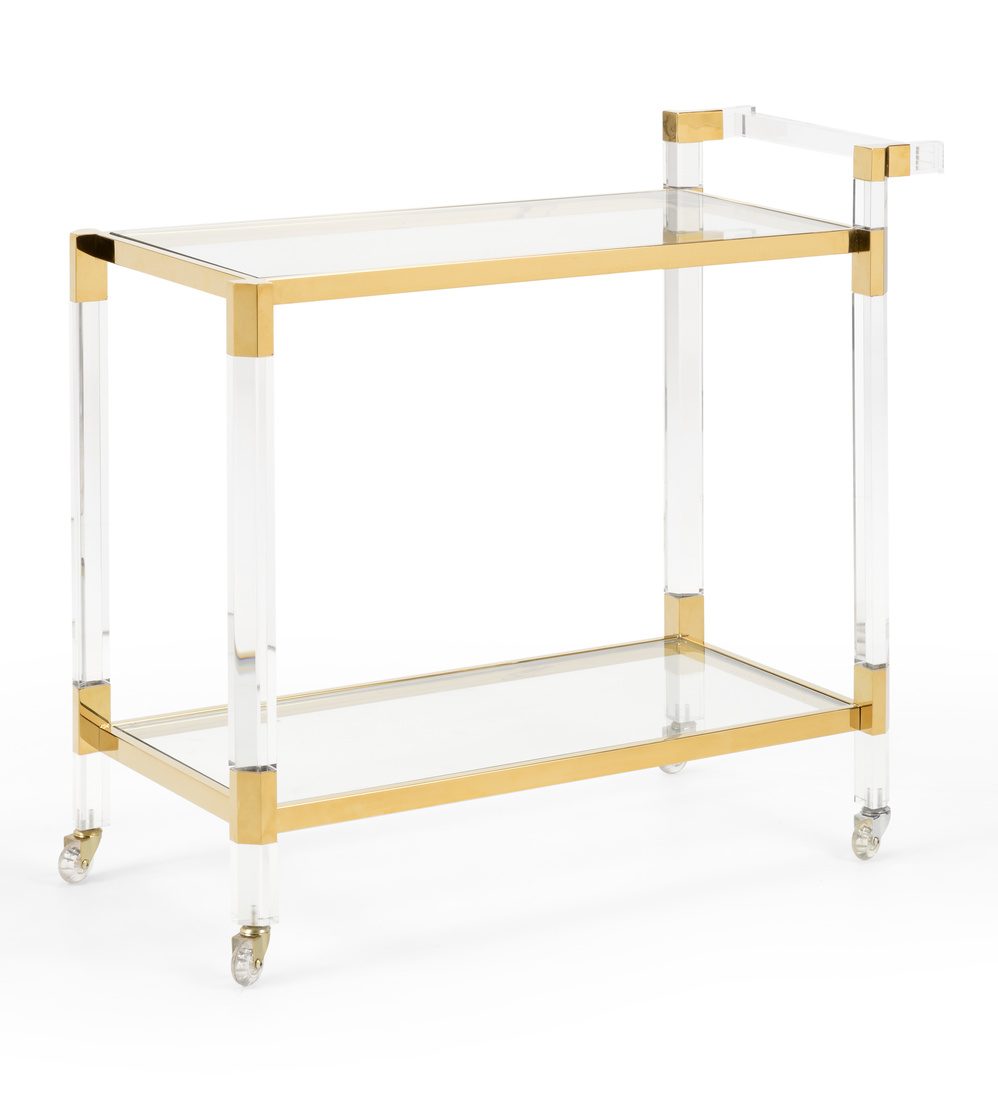 Wildwood Furniture 490545 Boulevardier Bar Cart Clear Gold