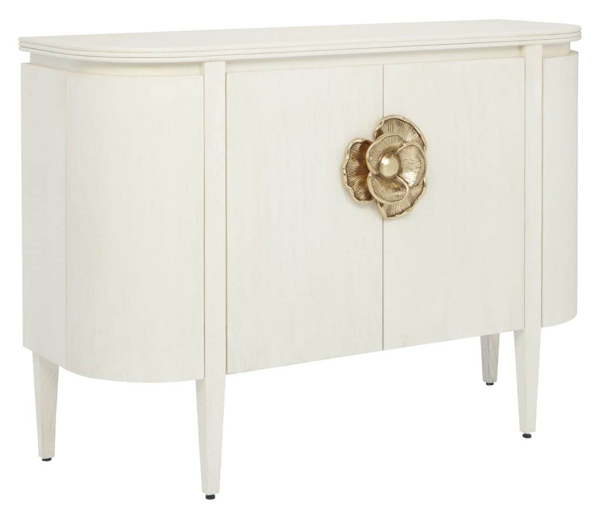 Currey and Company 3000-0201 Briallen White Demi-Lune Cabinet