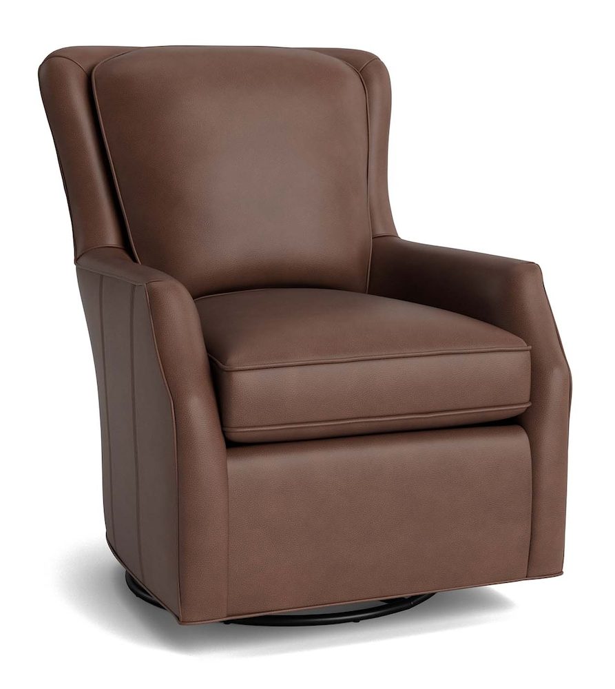 Bassett Furniture 1951-05L Kent Leather Slope Arm Swivel Chair Bassett Furniture 1951-05L Kent Leather Slope Arm Swivel Chair