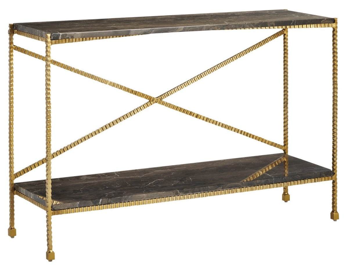 Currey and Company 4000-0173 Flying Marble Gold Console Table