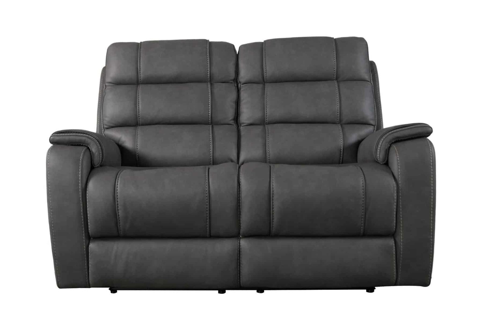 Bassett Club Level 3732-P42G Wendell Power Motion Loveseat Gunmetal Leather