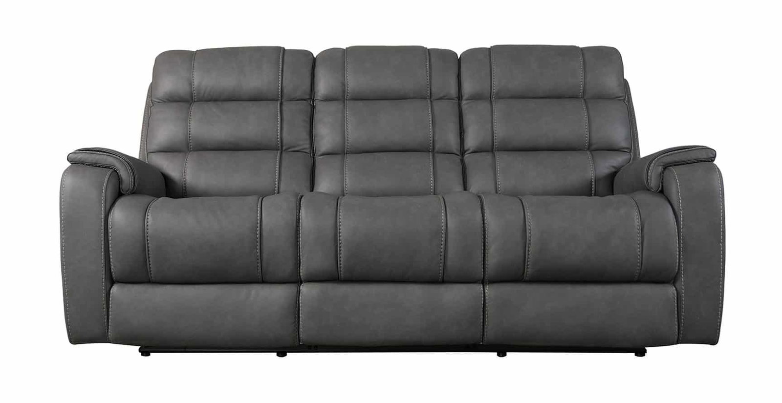 Bassett Club Level 3732-P62G Wendell Power Motion Sofa Gunmetal Leather