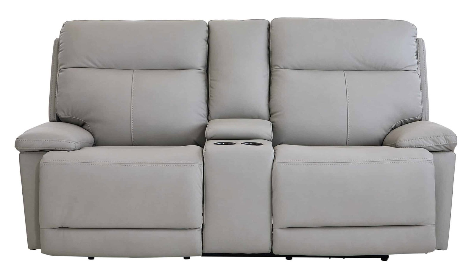 Bassett Club Level 3733-PC42G Fletcher Power Motion Loveseat Console Gray Leather