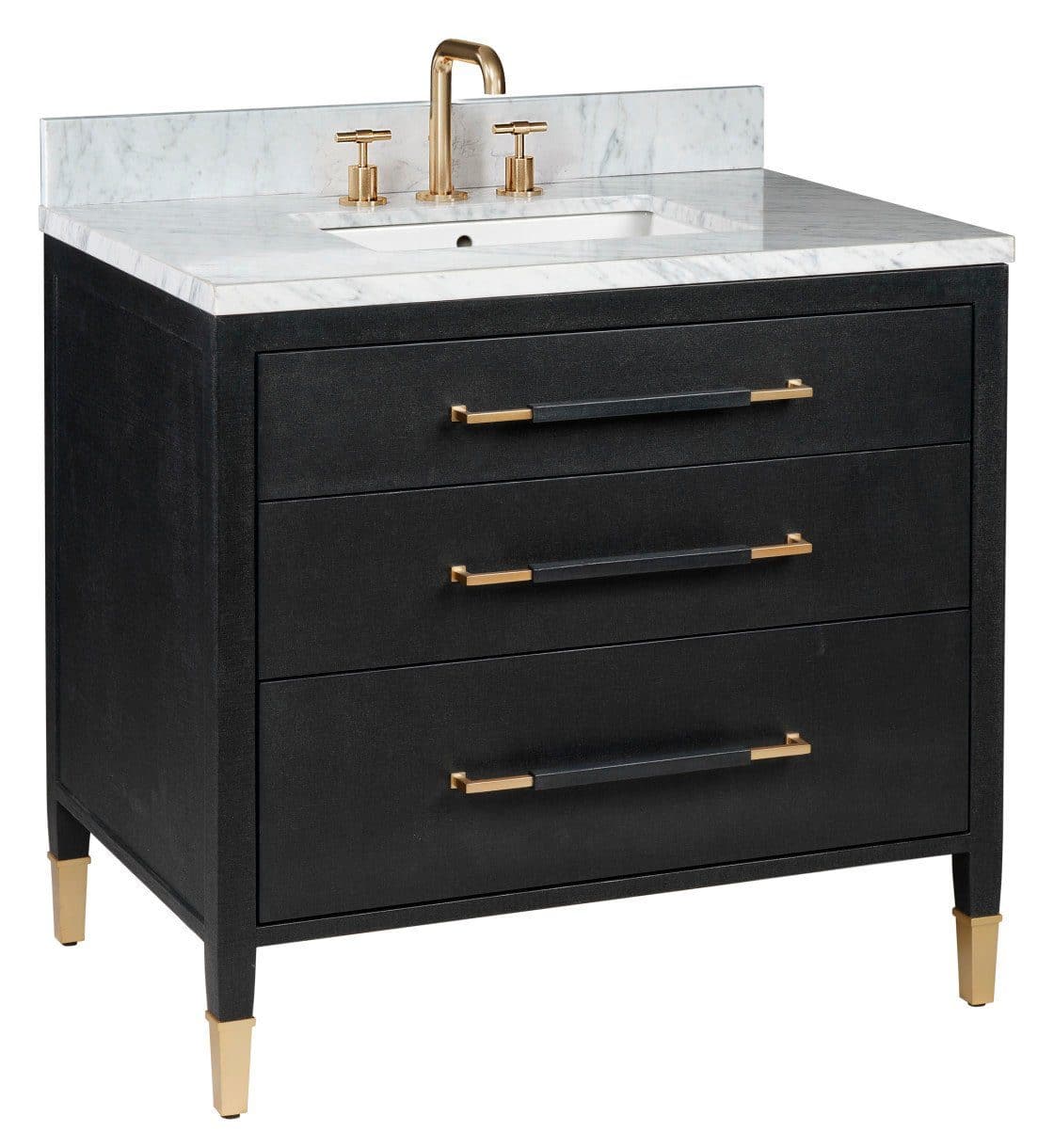 Currey and Company 3800-0006 Verona 36 inch Black Linen Vanity with Rectangular Undermount Sink
