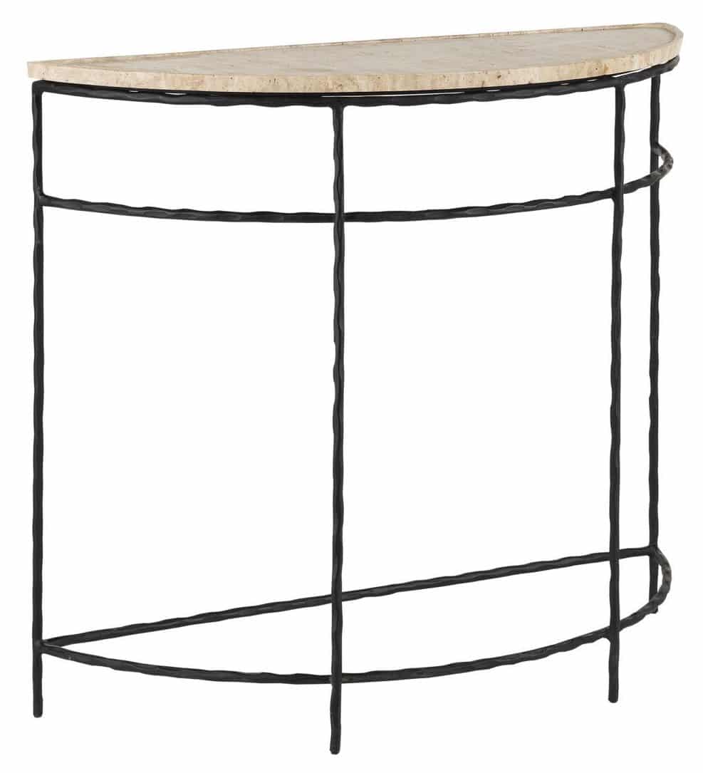 Currey and Company 4000-0138 Boyles Travertine Demi-Lune Table Currey and Company 4000-0138 Boyles Travertine Demi-Lune Table