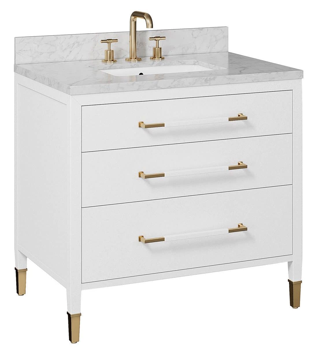 Currey and Company 3800-0007 Verona 36 inch White Vanity with Rectangular Undermount Sink Currey and Company 3800-0007 Verona 36 inch White Vanity with Rectangular Undermount Sink