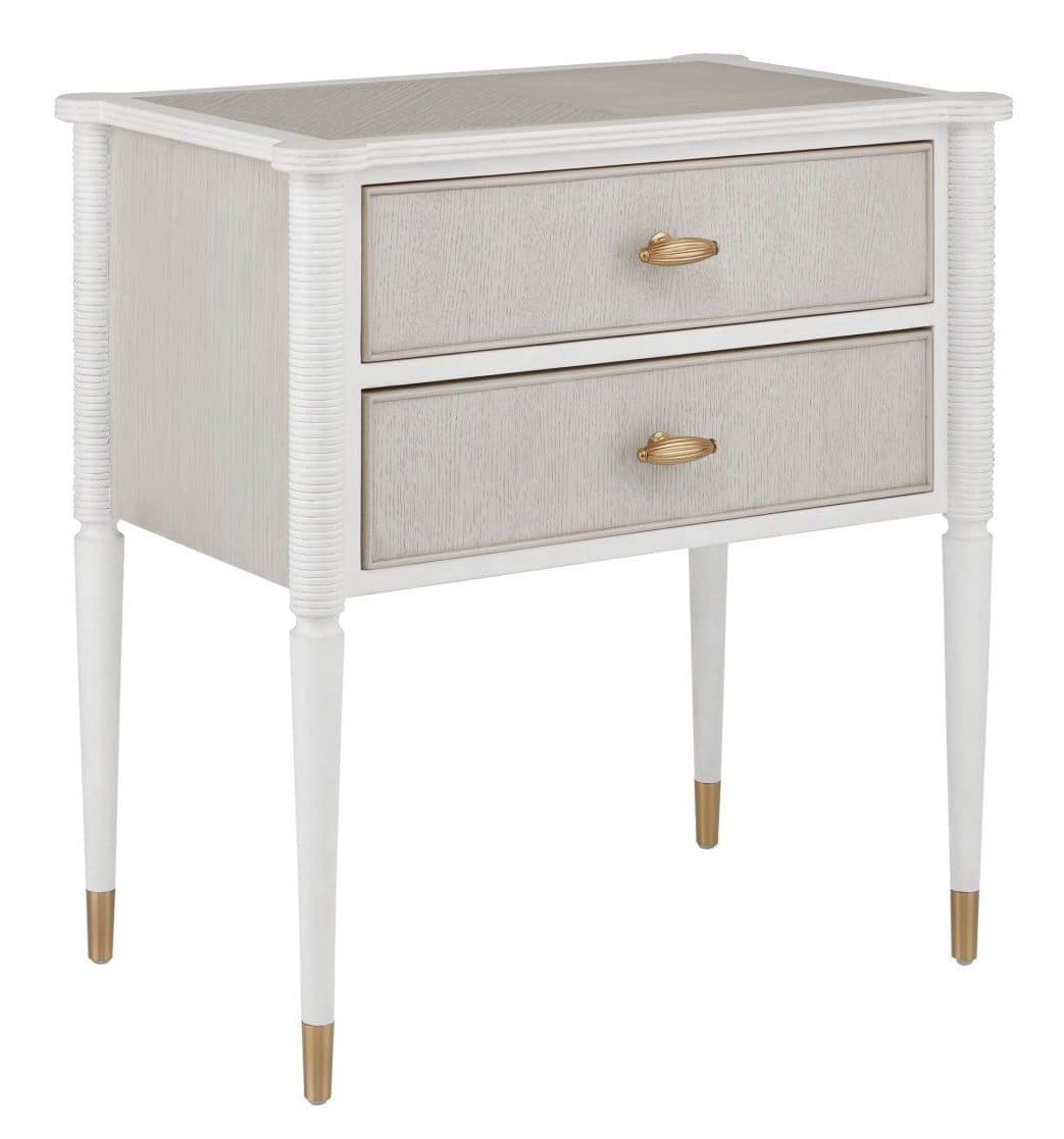Currey and Company 3000-0191 Aster White Nightstand