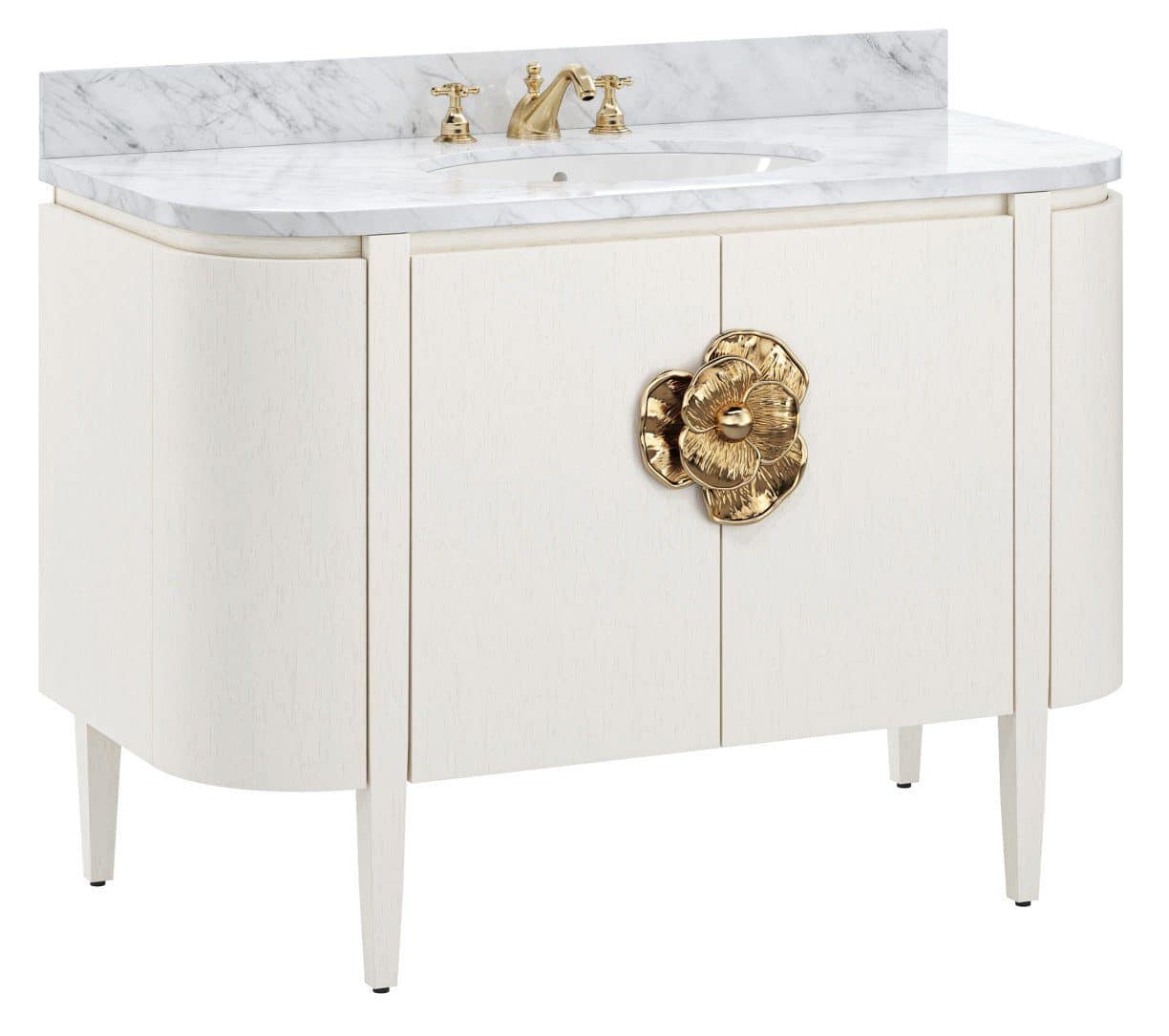 Currey and Company 3800-0002 Briallen 48 inch White Vanity with Oval Undermount Sink Currey and Company 3800-0002 Briallen 48 inch White Vanity with Oval Undermount Sink