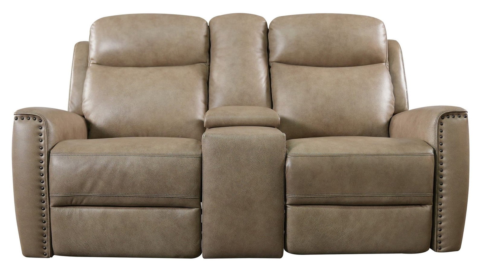 Bassett Club Level 3793-PC42W Douglas Power Motion Loveseat Console Wheat Leather