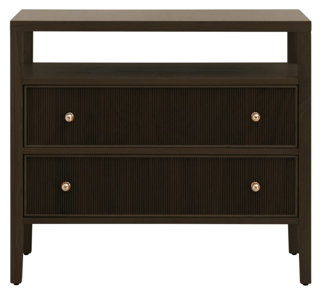Essentials For Living 5257.DB-OAK Highland Open Shelf 2 Drawer Nightstand