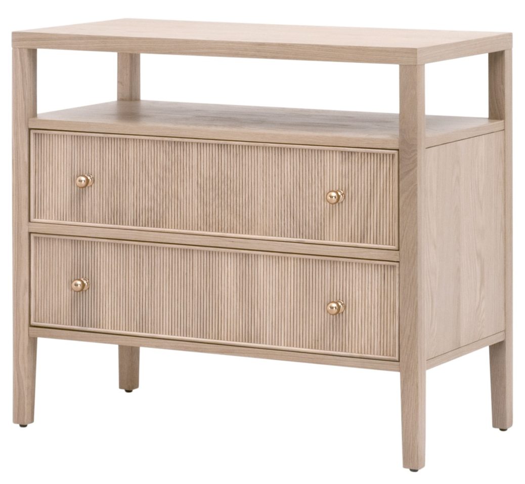 Essentials For Living 5257.NAT-OAK Highland Open Shelf 2 Drawer Nightstand