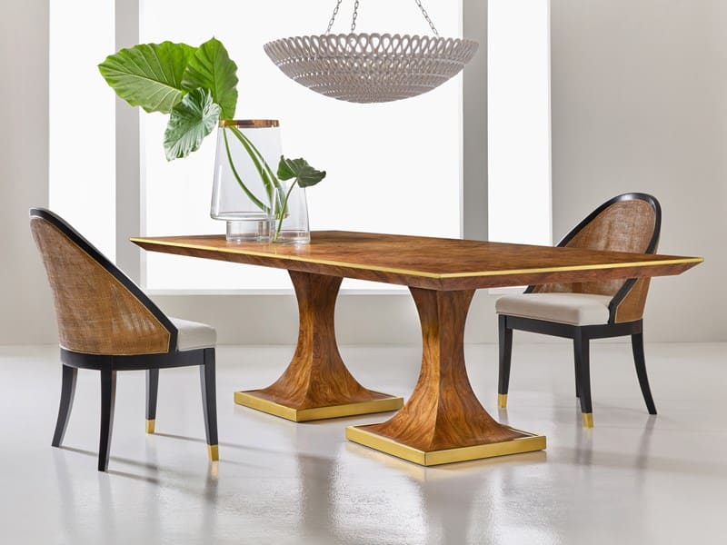 Modern History MH1198F01 Burl Oak Double Pedestal Dining Table