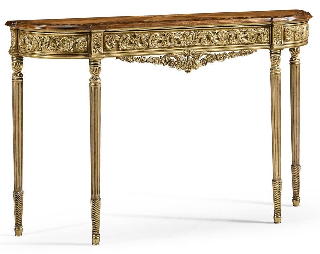 Jonathan Charles 493239-DGW Louis IV Style Narrow Gilded Console