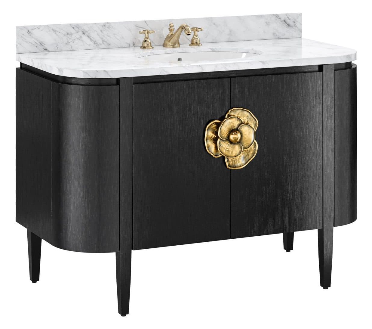 Currey and Company 3800-0001 Briallen 48 inch Black Vanity with Oval Undermount Sink