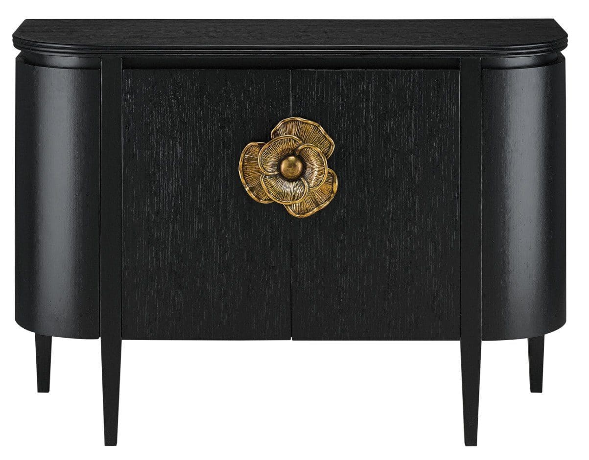 Currey and Company 3000-0004 Briallen Black Demi-Lune Cabinet