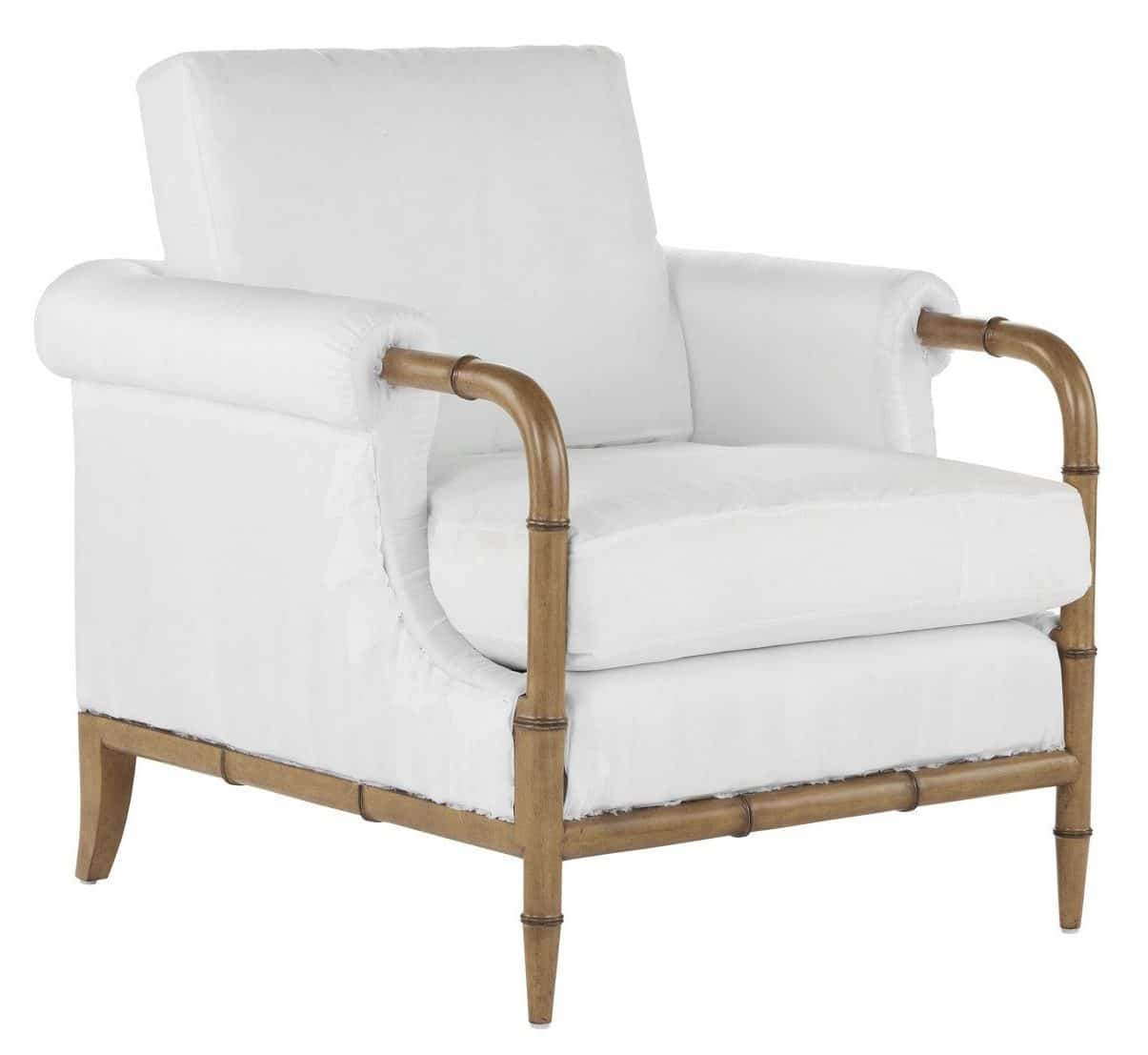 Currey and Company 7000-0601 Merle Walnut Armchair Muslin