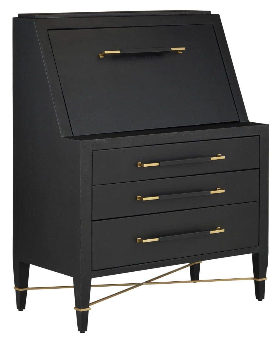 Currey and Company 3000-0268 Verona Black Secretary Desk