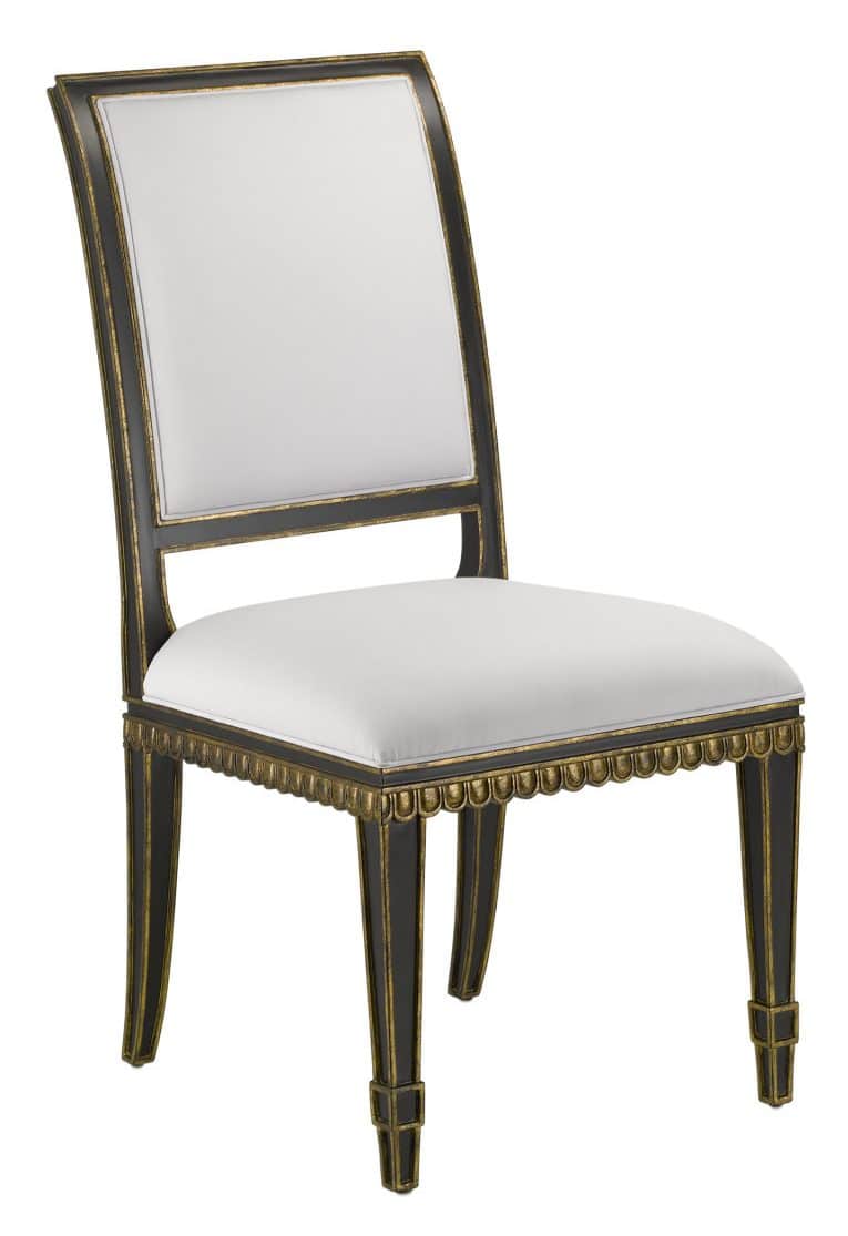 Currey and Company 7000-0161 Ines Black Chair Muslin Currey and Company 7000-0161 Ines Black Chair Muslin