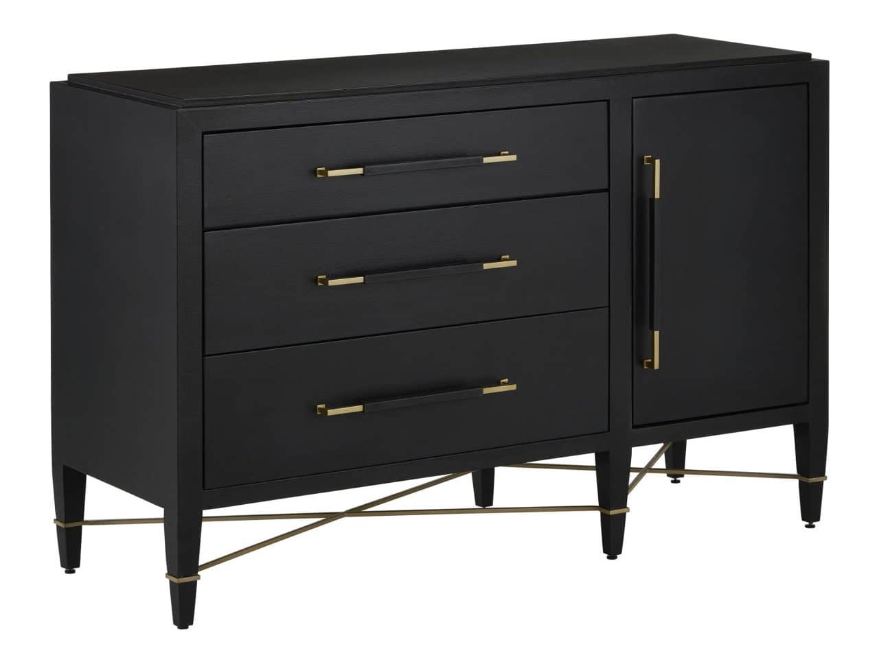 Currey and Company 3000-0250 Verona Black Three-Drawer Chest