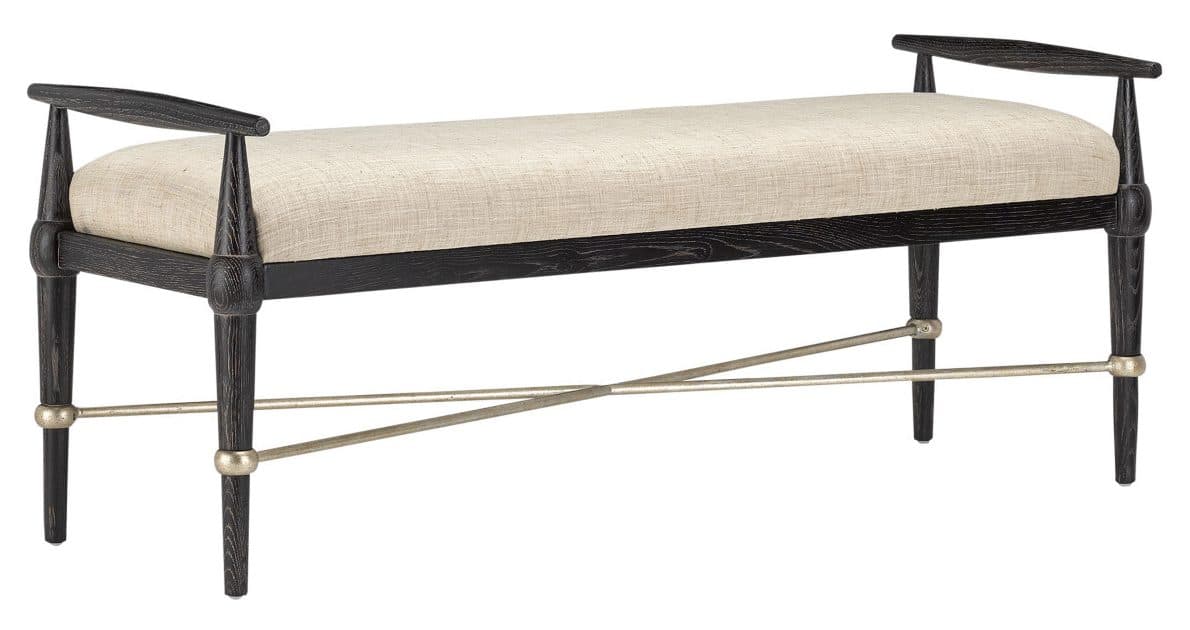 Currey and Company 7000-0052 Perrin Black Bench Finn Natural
