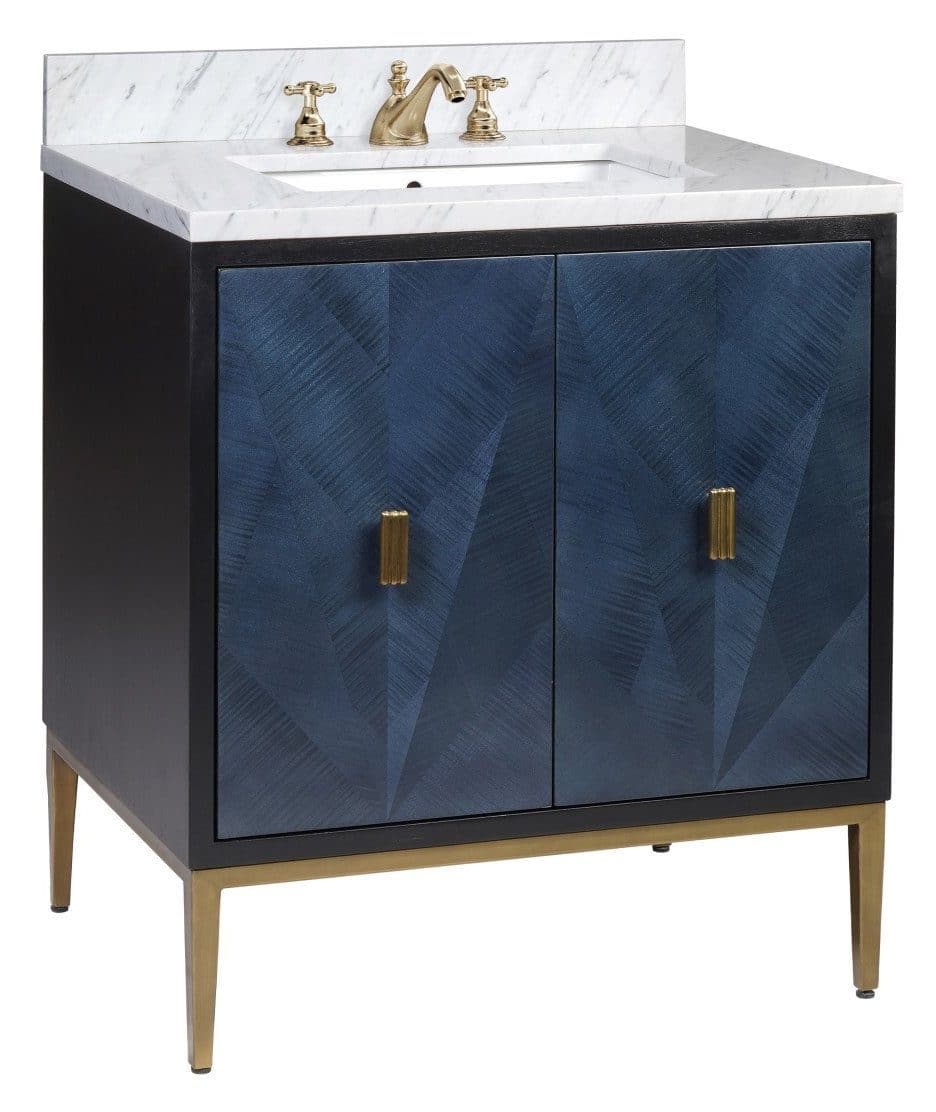 Currey and Company 3800-0008 Kallista 30 inch  Blue Vanity with Rectangular Undermount Sink