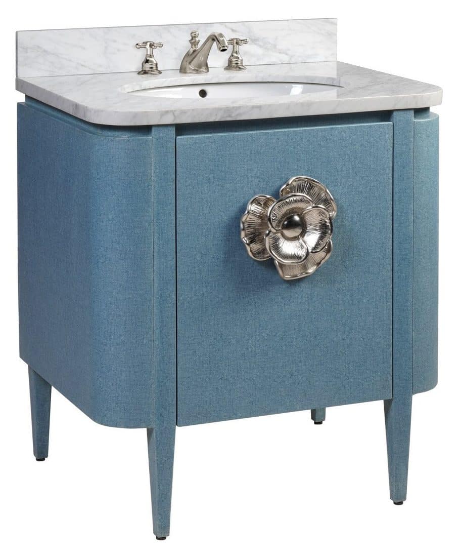 Currey and Company 3800-0005 Briallen 30 inch Blue Linen Vanity with Oval Undermount Sink Currey and Company 3800-0005 Briallen 30 inch Blue Linen Vanity with Oval Undermount Sink