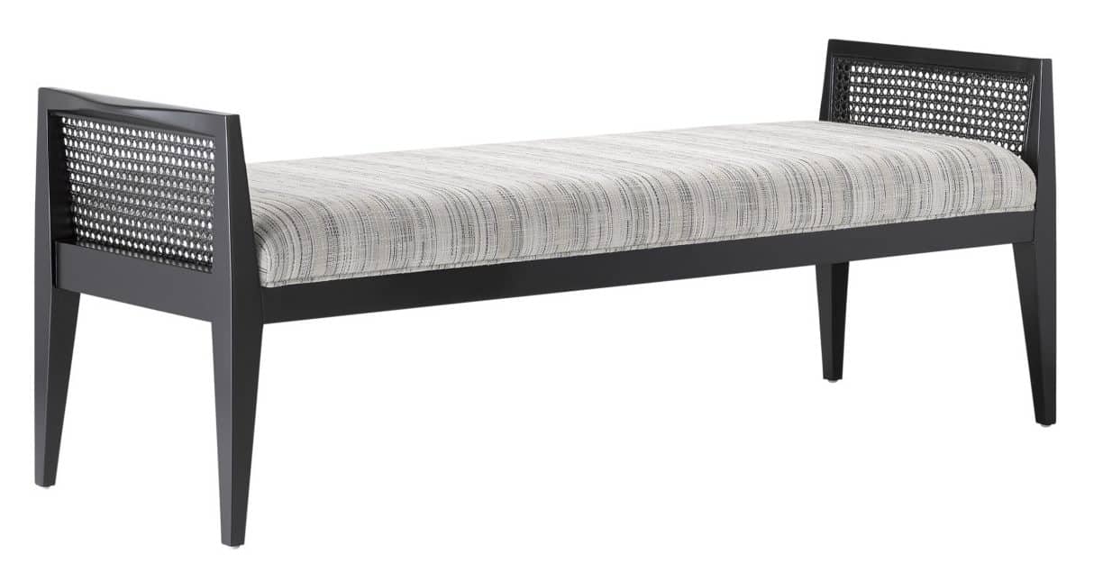 Currey and Company 7000-0362 Teagan Black Bench Attel Ivory Currey and Company 7000-0362 Teagan Black Bench Attel Ivory