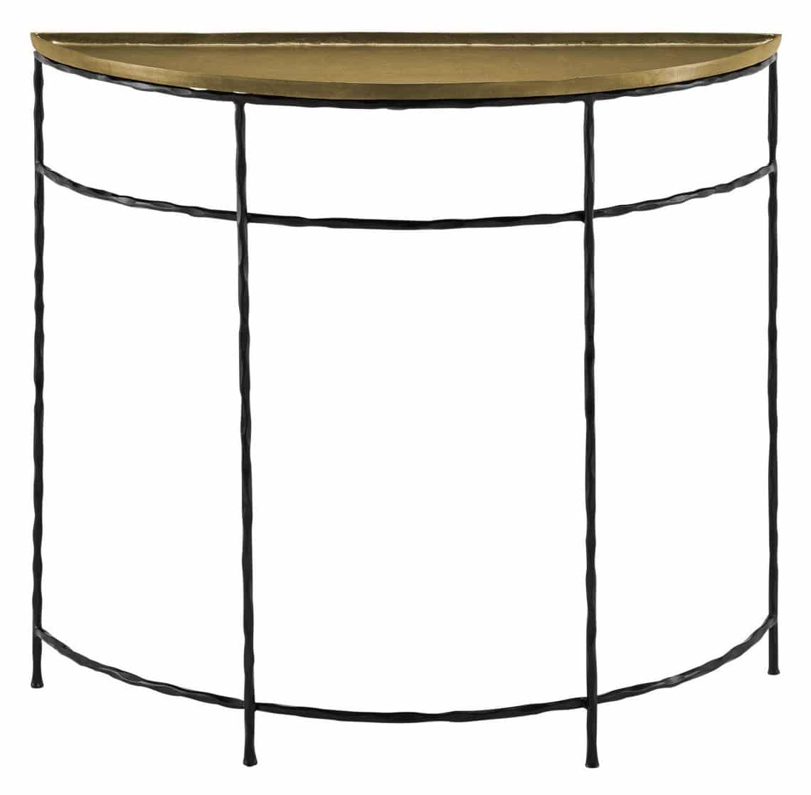 Currey and Company 4000-0053 Boyles Brass Demi-Lune Table Currey and Company 4000-0053 Boyles Brass Demi-Lune Table