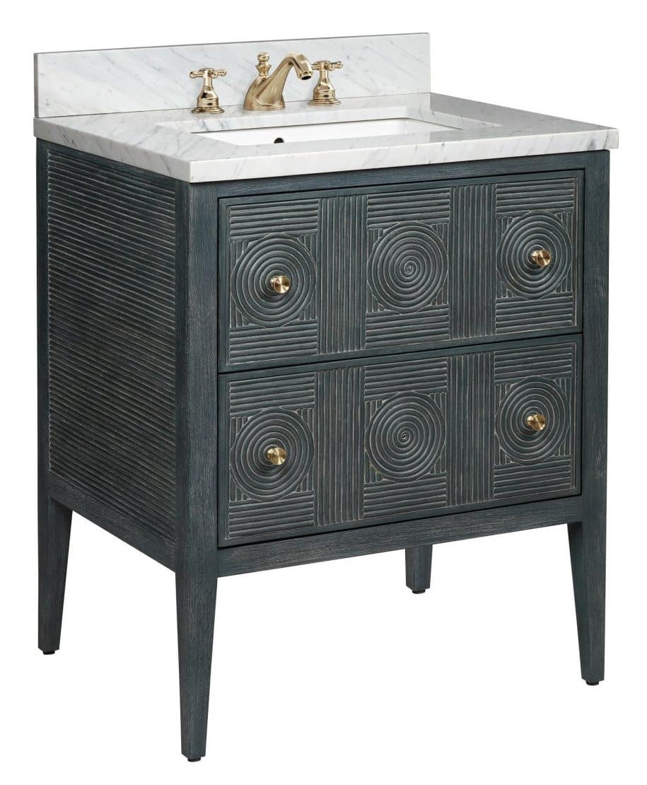 Currey and Company 3800-0009 Santos 28 inch Vintage Navy Vanity with Rectangular Undermount Sink Currey and Company 3800-0009 Santos 28 inch Vintage Navy Vanity with Rectangular Undermount Sink