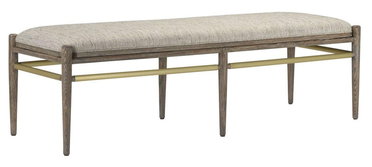 Currey and Company 7000-0302 Visby Light Pepper Bench Calcutta Linen