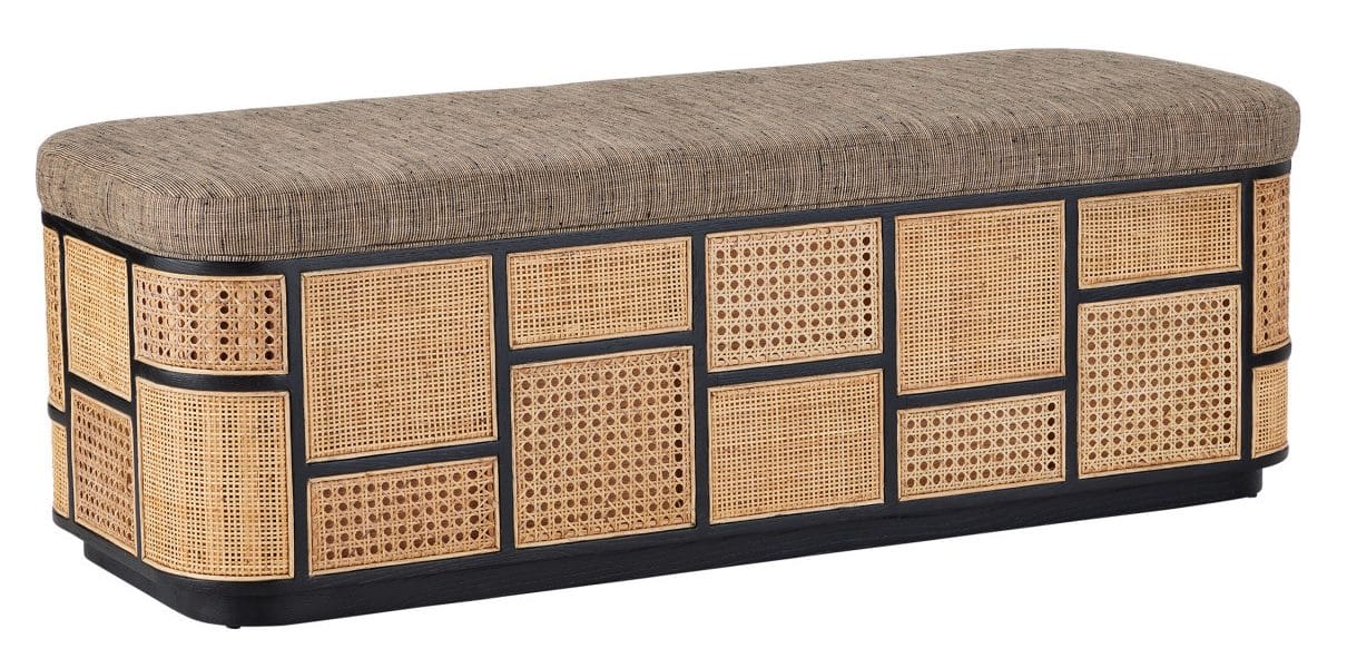 Currey and Company 7000-0692 Anisa Black Storage Bench Trailside Natural Instinct Safari