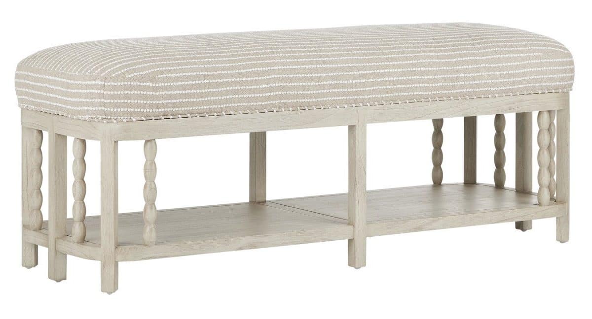 Currey and Company 7000-0672 Norene Gray Bench Demetria Parchment