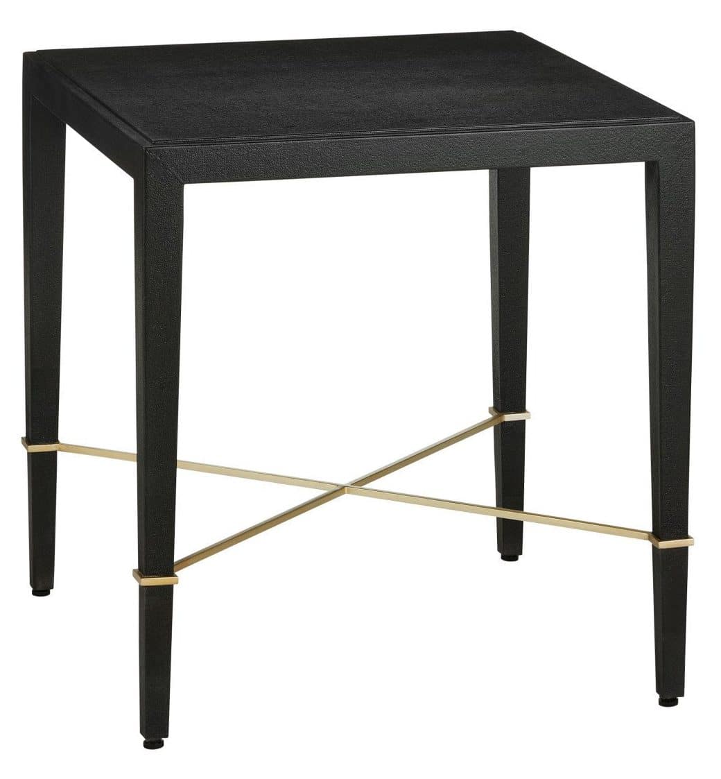 Currey and Company 3000-0296 Verona Black Linen End Table