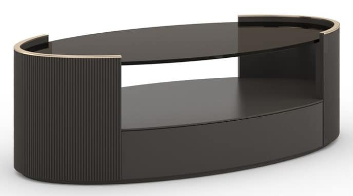 Caracole Furniture CLA-024-4014 Love Oval Cocktail Table Dark Chocolate