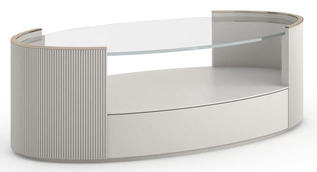 Caracole Furniture CLA-024-405 Love Oval Cocktail Table Matte Pearl