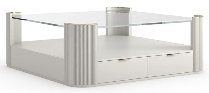 Caracole Furniture CLA-024-406 Love Square Cocktail Table Matte Pearl