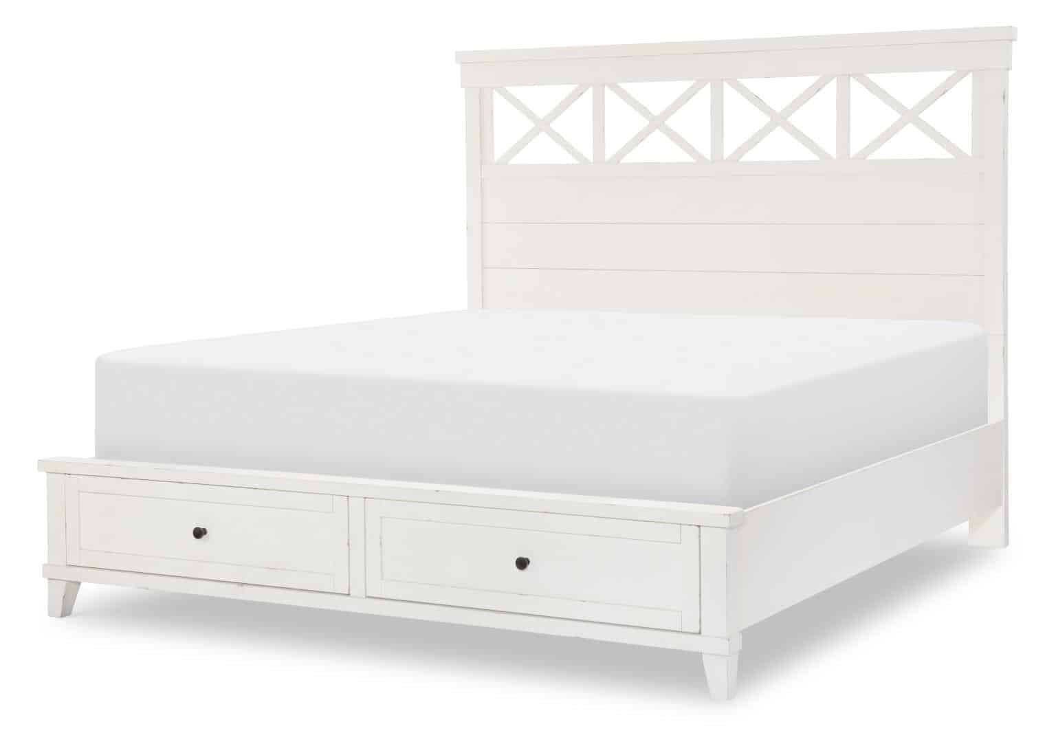 TY4421-4125K Complete Panel Bed With Storage Footboard Queen