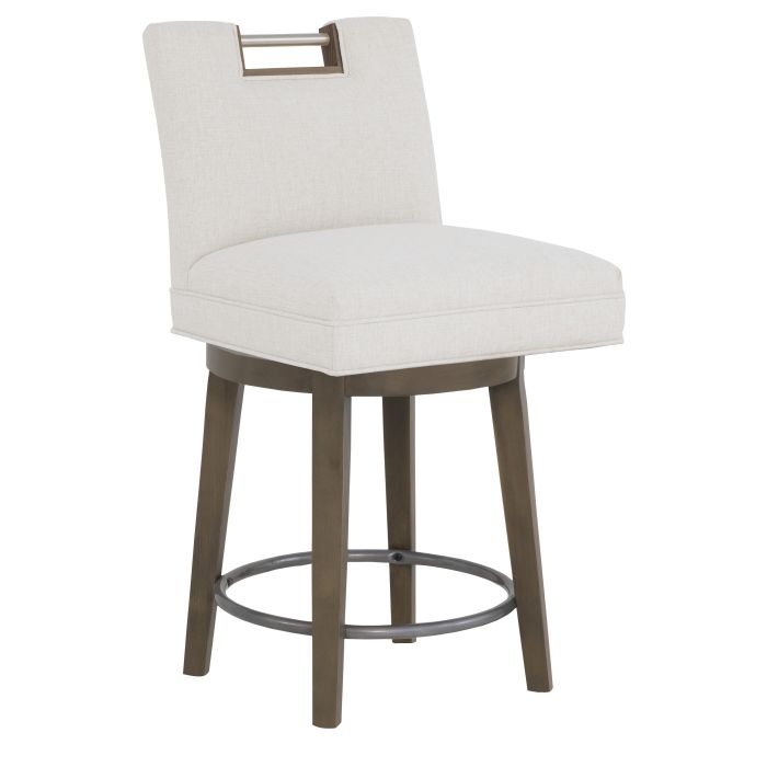 Fairfield 1260-C8 Nickel Metal Pull Short Back Swivel Counter Stool